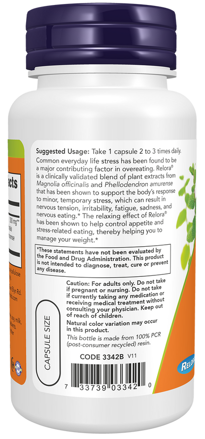 NOW Supplements, Relora 300 mg, Blend of Plant Extracts, 60 Veg Caps