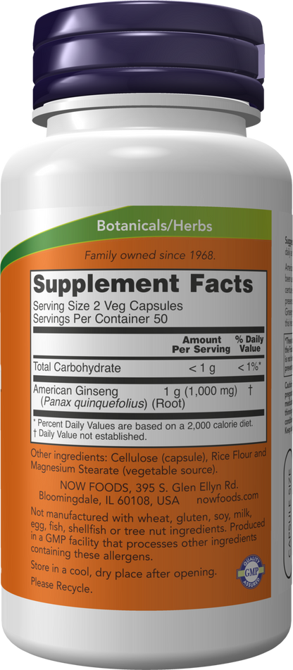 NOW Supplements, American Ginseng Extract, Adaptogenic*, 100 Veg Caps