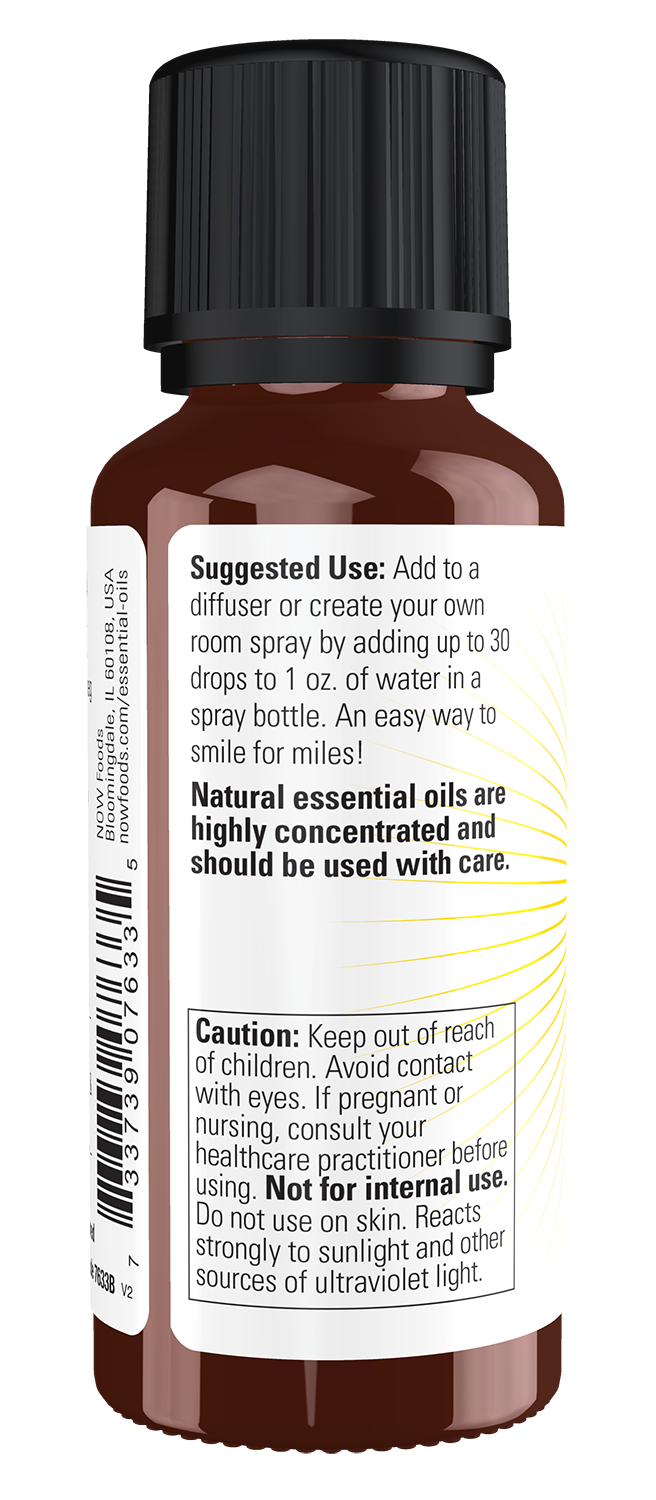 NOW Essential Oils, Smiles for Miles Uplifting Citrus Oil Blend, 1 fl. oz