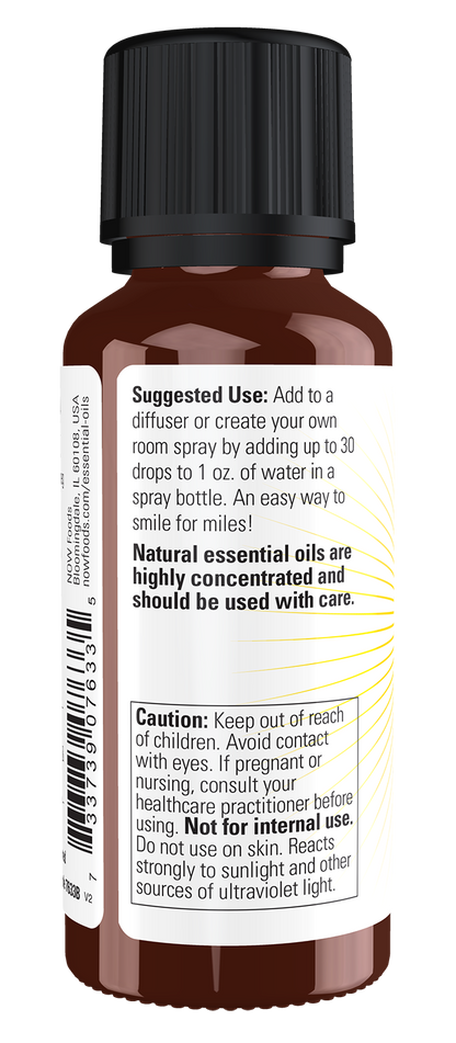 NOW Essential Oils, Smiles for Miles Uplifting Citrus Oil Blend, 1 fl. oz