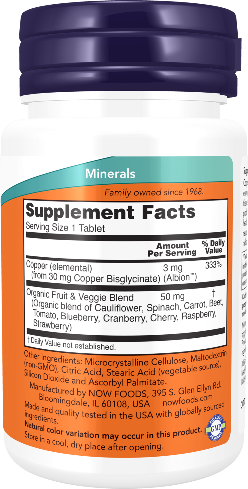 NOW Supplements, Copper Glycinate With 3 mg Albion Copper, 120 Tabs