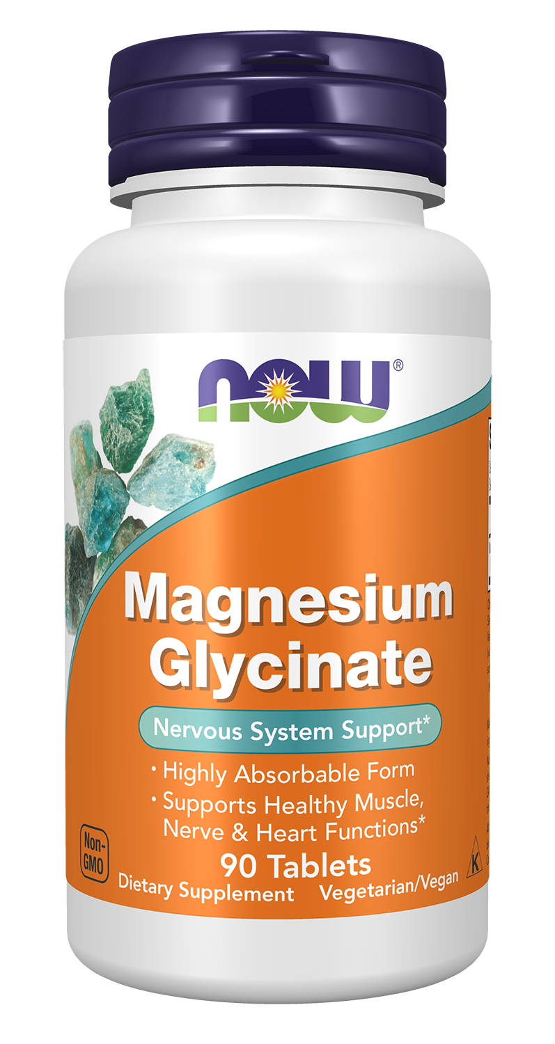 NOW Supplements, Magnesium Glycinate, Highly Absorbable Form, 90 Tablets