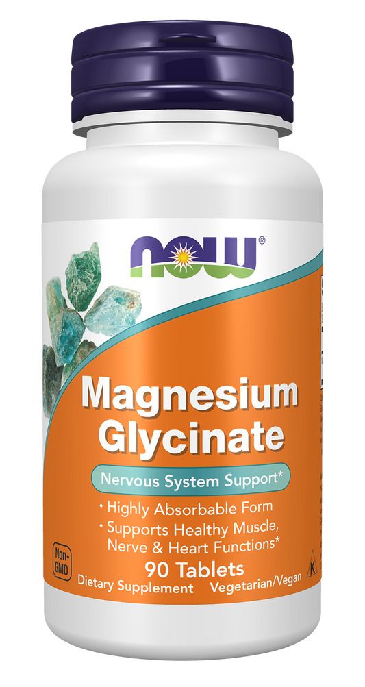 NOW Supplements, Magnesium Glycinate, Highly Absorbable Form, 90 Tablets