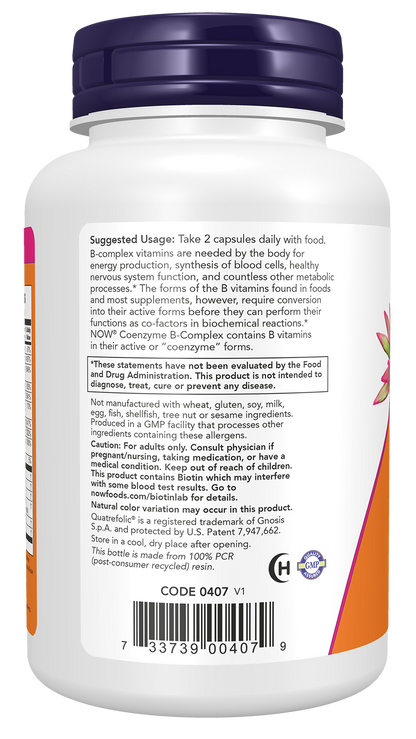 NOW Supplements, Co-Enzyme B Complex with ALA and CoQ10, 120 Veg Caps