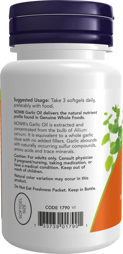 NOW Supplements, Garlic Oil Concentrate, 100 Softgels