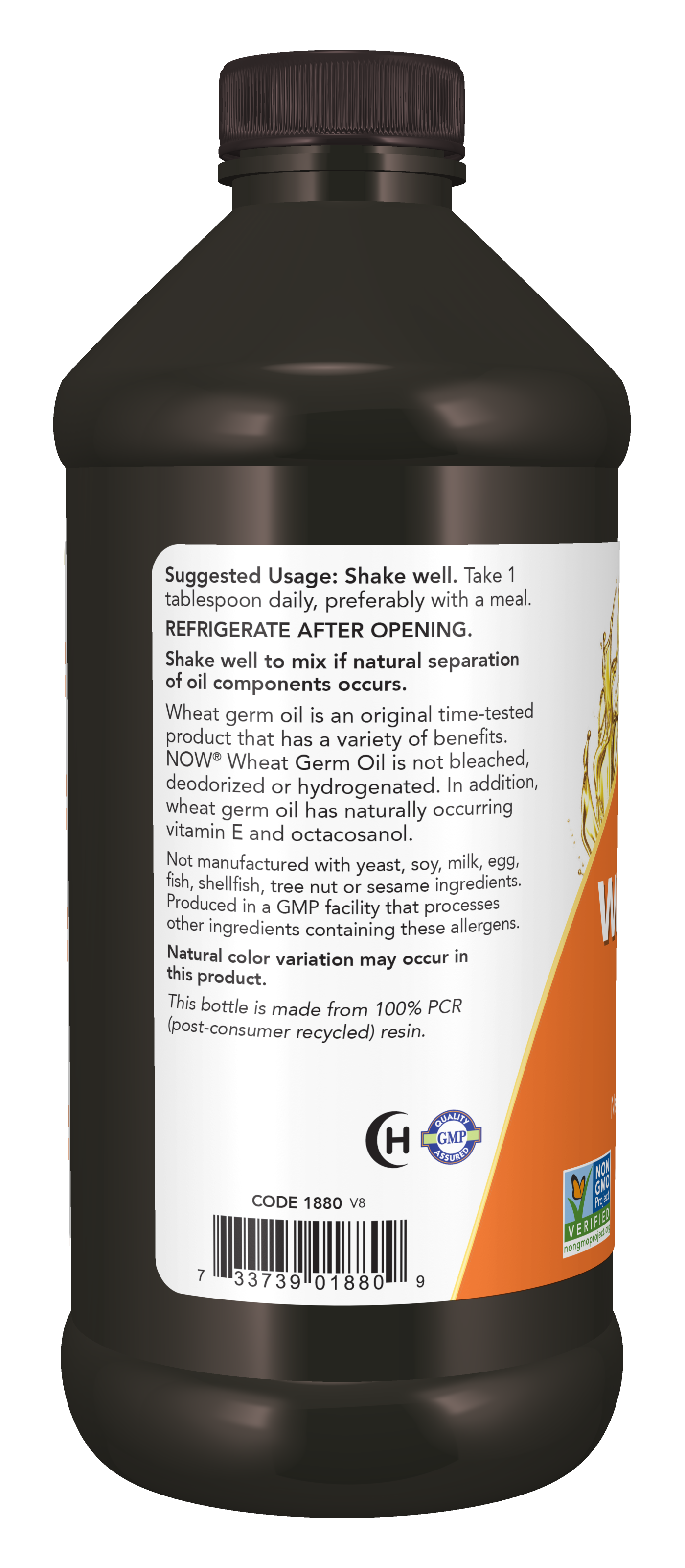 NOW Supplements, Wheat Germ Oil naturally occurring Vit E, 16 oz
