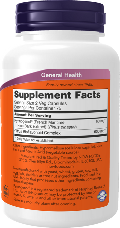 NOW Supplements, Pycnogenol 30 mg with 300 mg Bioflavonoids, 150 Veg Caps
