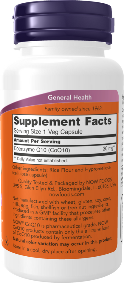 NOW Supplements, CoQ10 30 mg, Pharmaceutical Grade, 120 Veg Caps