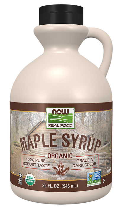 NOW Foods, Certified Organic Maple Syrup, Grade A Dark Color, 32 fl. oz