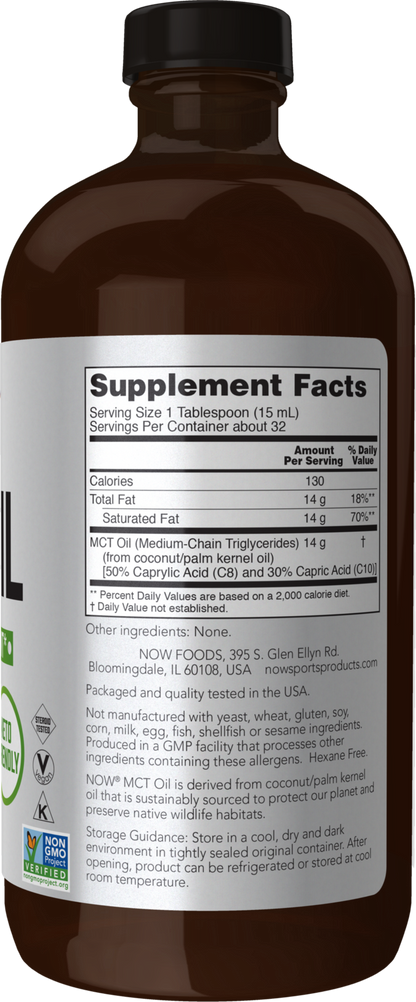 NOW Sports, MCT Oil 14 g, Weight Management*, Liquid, 16 fl. oz