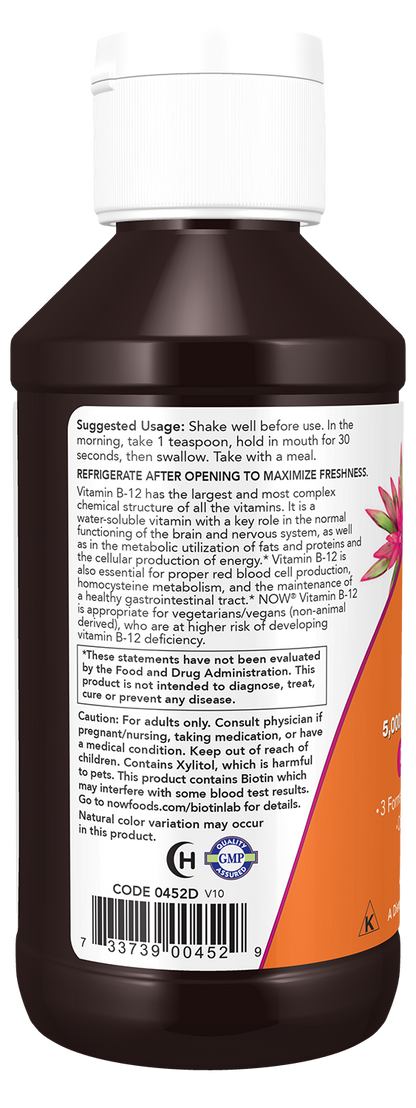 NOW Supplements, Ultra B-12, Liquid, 800 mcg Folic Acid, 4 oz