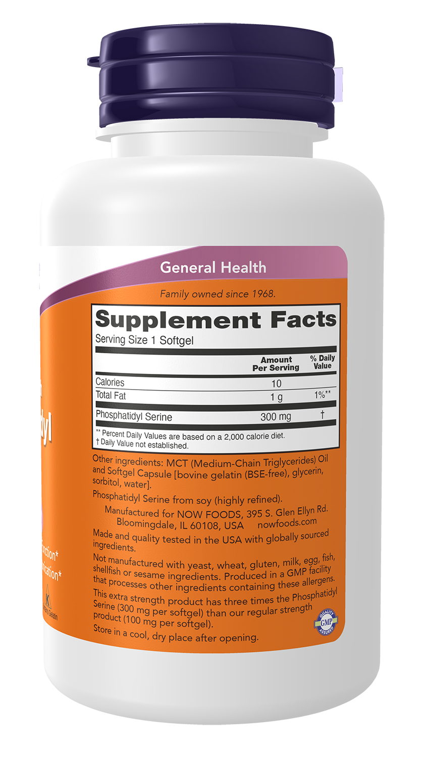 NOW Supplements, Phosphatidyl Serine 300 mg, Extra Strength, 50 Softgels