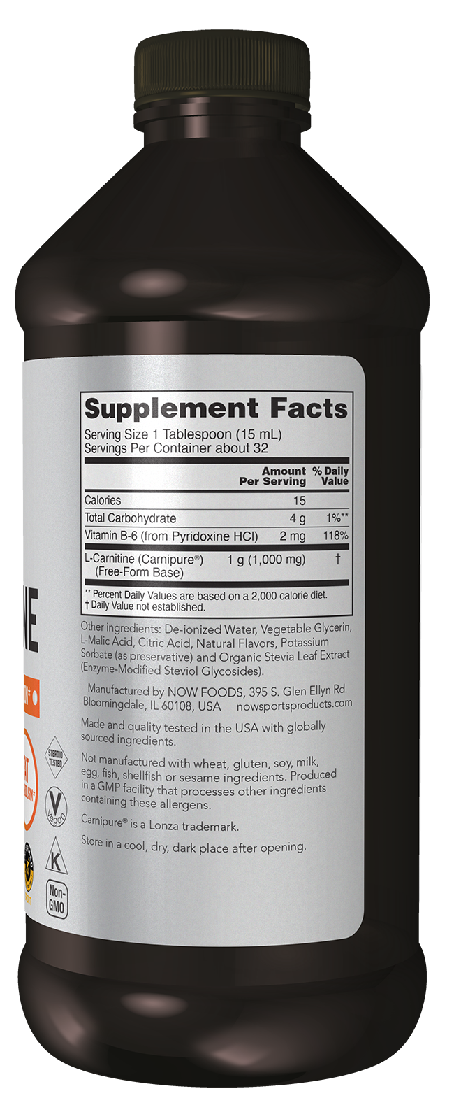 NOW Sports, L-Carnitine Liquid 1,000 mg, Tropical Punch, 16 fl. oz