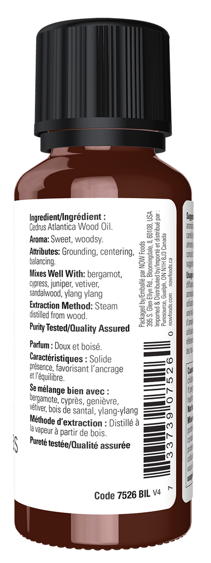 NOW Essential Oils, Atlas Cedar Oil, Undiluted, Steam Distilled, 1 fl. oz