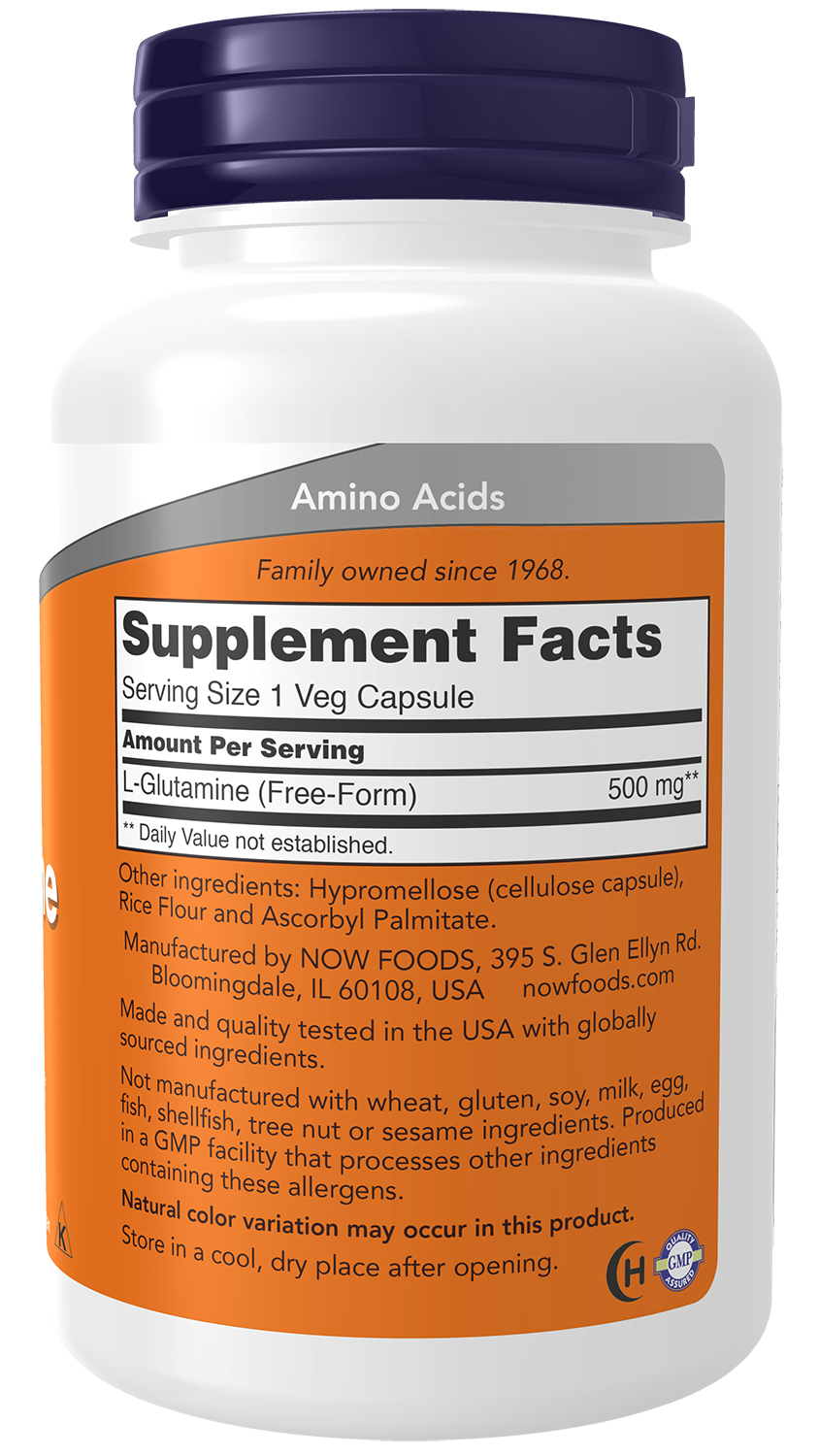 NOW Supplements, L-Glutamine 500 mg, Amino Acid, 120 Veg Caps