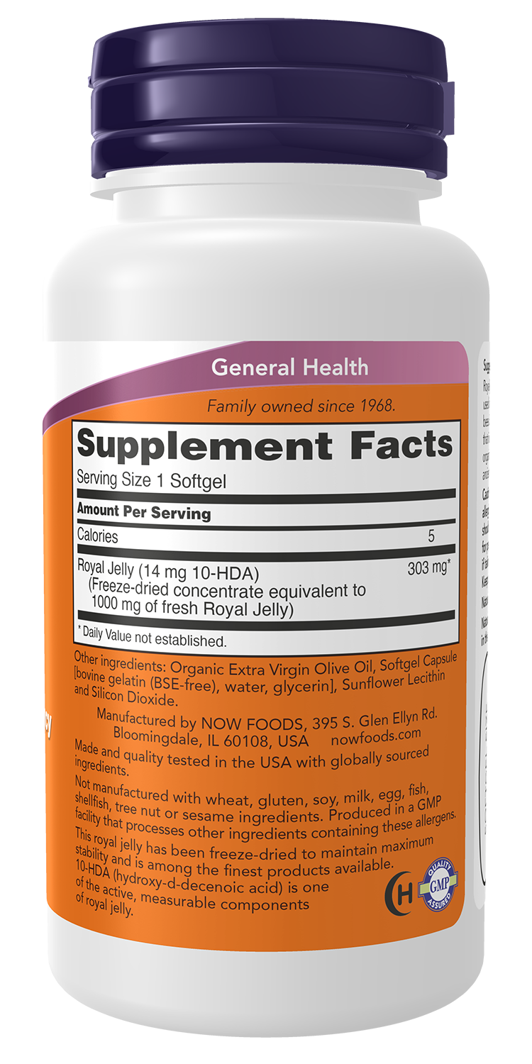 NOW Supplements, Royal Jelly with 10-HDA, 60 Softgels