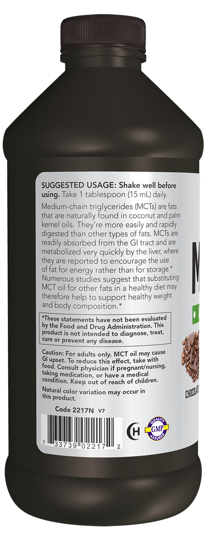 NOW Sports, MCT Oil 14 g, Weight Management*, Chocolate Mocha, 16 fl. oz
