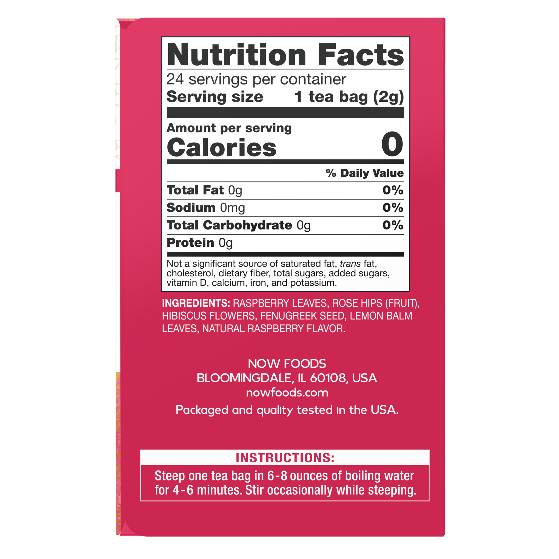 NOW Foods, Give a Tea® Red Raspberry Tea, Herbal Blend, 24 bags