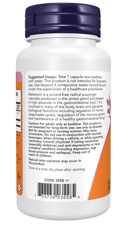 NOW Supplements, Maximum Strength Melatonin 20 mg, 90 Veg Caps
