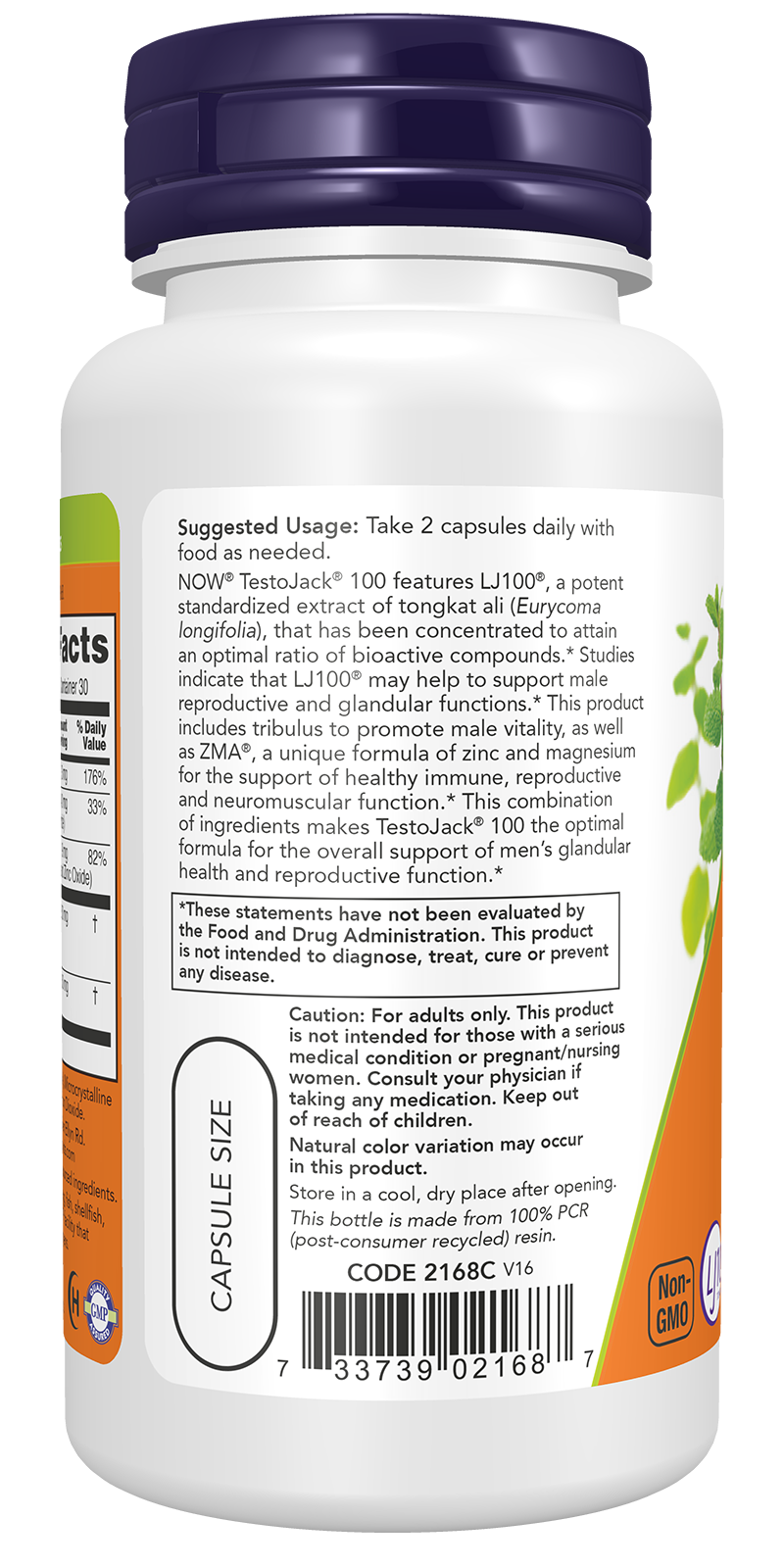 NOW Supplements, TestoJack™ 100 with LJ100®, Tongkat Ali, 60 Veg Caps
