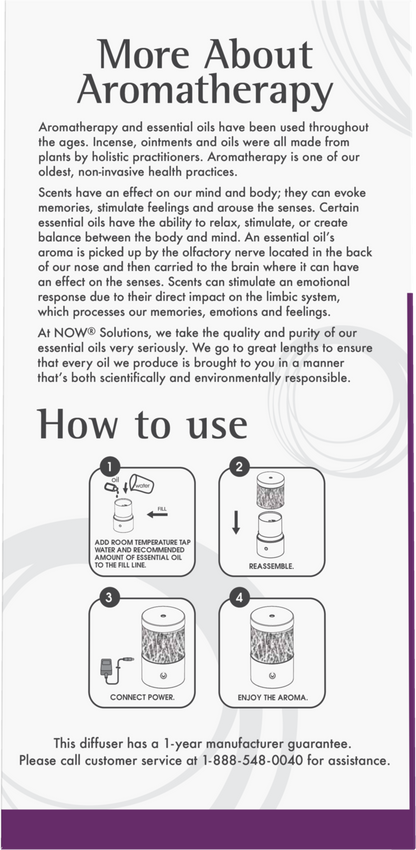 NOW Solutions, Metal Touch Ultrasonic Aromatherapy Oil Diffuser