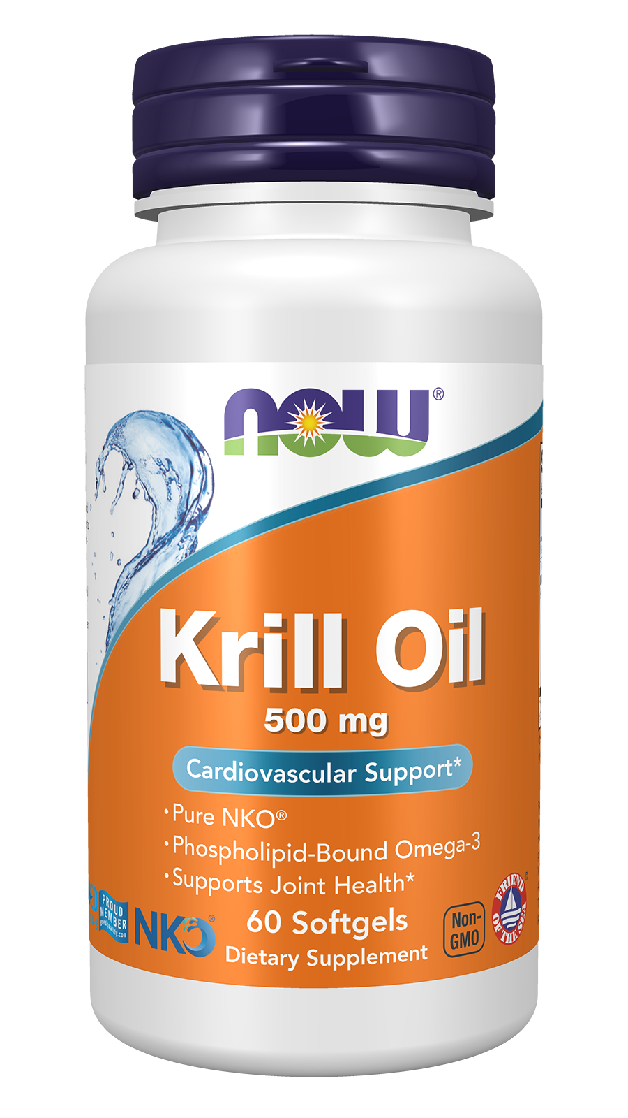NOW Supplements, Krill Oil 500 mg, Phospholipid-Bound Omega-3, 60 Softgels