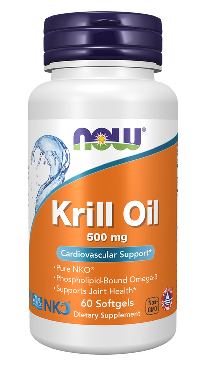 NOW Supplements, Krill Oil 500 mg, Phospholipid-Bound Omega-3, 60 Softgels