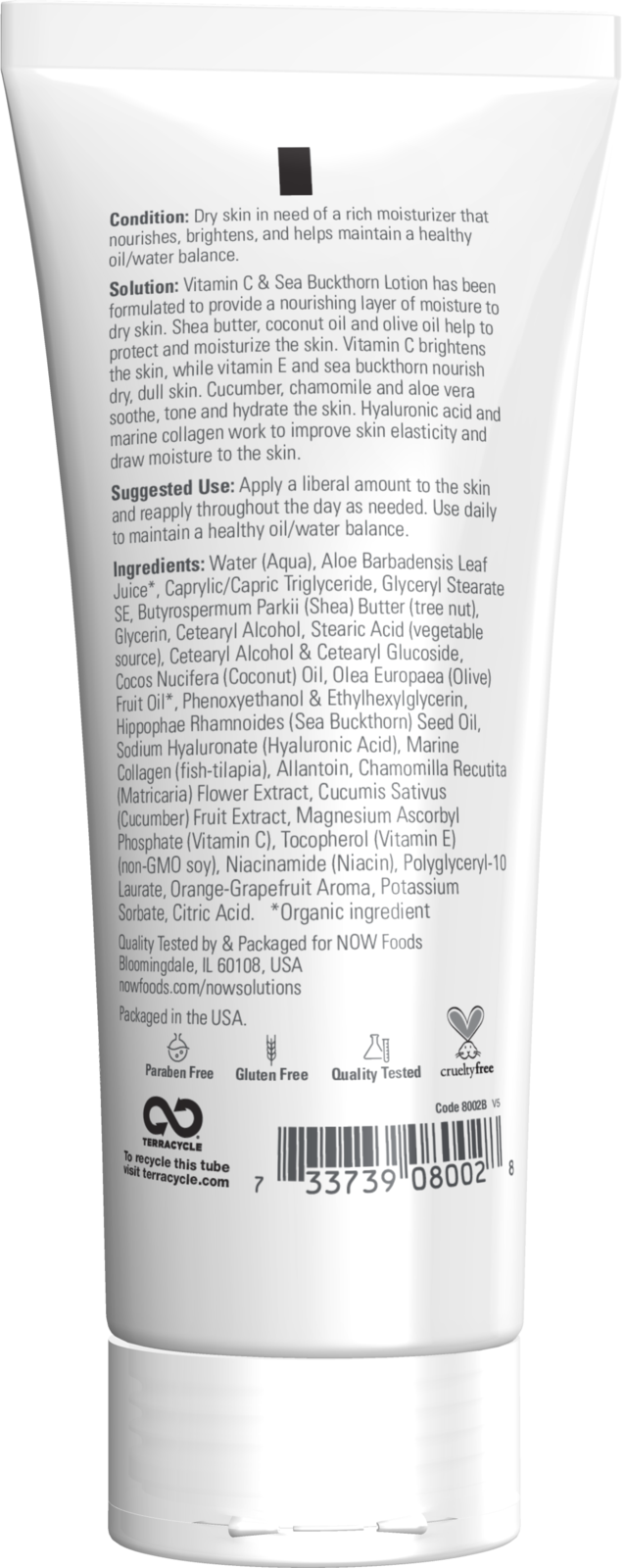 NOW Solutions, Vitamin C and Sea Buckthorn Lotion, Dry Skin, 8 fl. oz