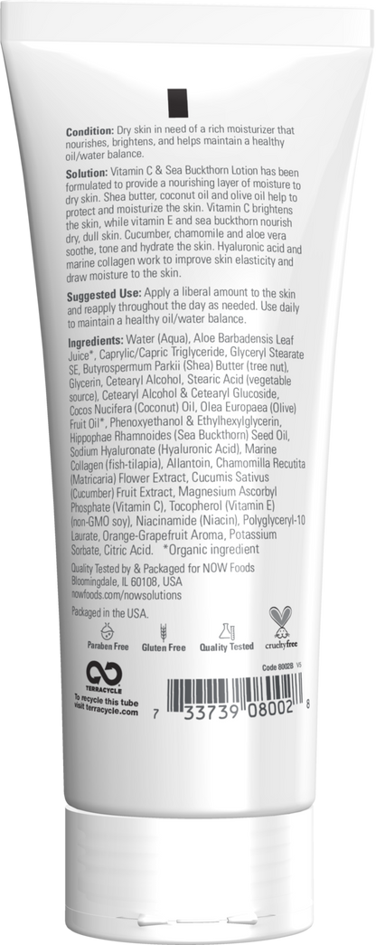 NOW Solutions, Vitamin C and Sea Buckthorn Lotion, Dry Skin, 8 fl. oz
