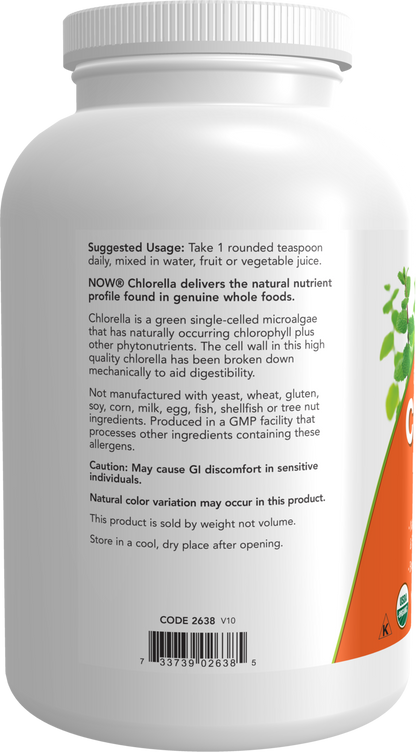 NOW Supplements, Organic Chlorella Powder, 1 lb