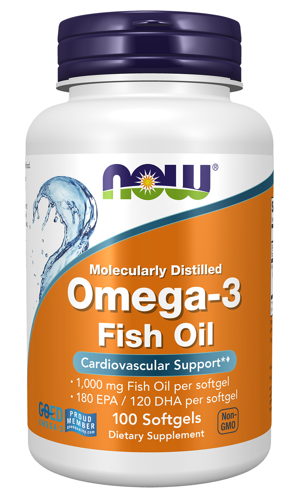 NOW Supplements, Omega-3, Molecularly Distilled, 100 Softgels