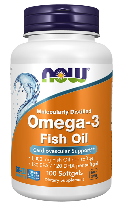 NOW Supplements, Omega-3, Molecularly Distilled, 100 Softgels