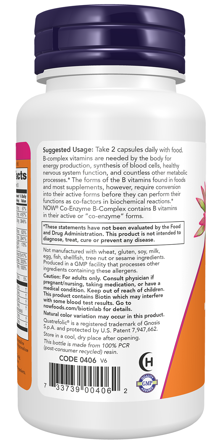 NOW Supplements, Co-Enzyme B Complex with ALA and CoQ10, 60 Veg Caps