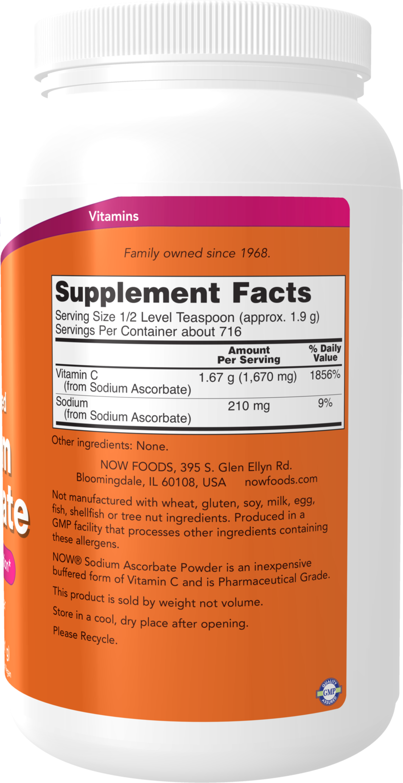 NOW Supplements, Sodium Ascorbate Powder, Antioxidant Protection*, 3-lb