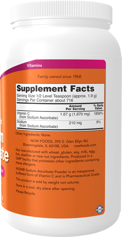 NOW Supplements, Sodium Ascorbate Powder, Antioxidant Protection*, 3-lb