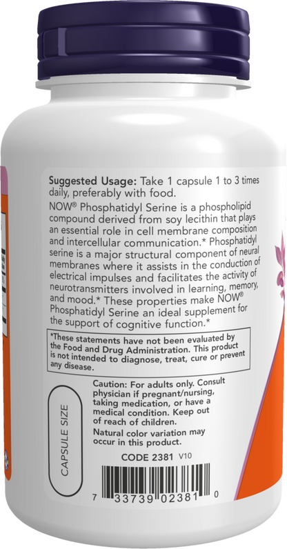 NOW Supplements, Phosphatidyl Serine 100 mg, 120 Veg Caps