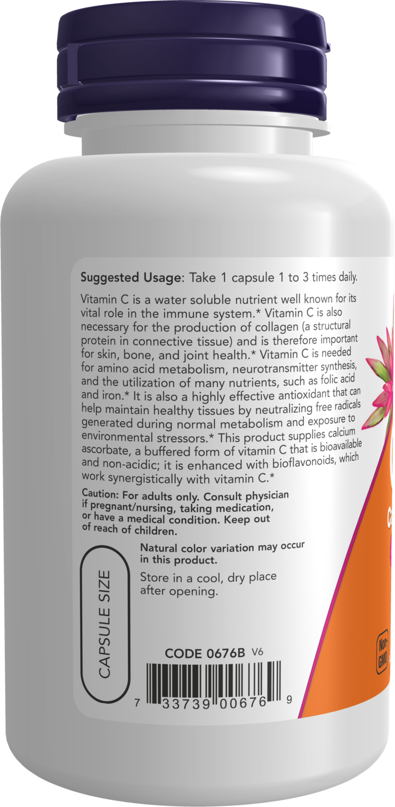 NOW Supplements, Vitamin C-500 Calcium Ascorbate, 100 Veg Caps