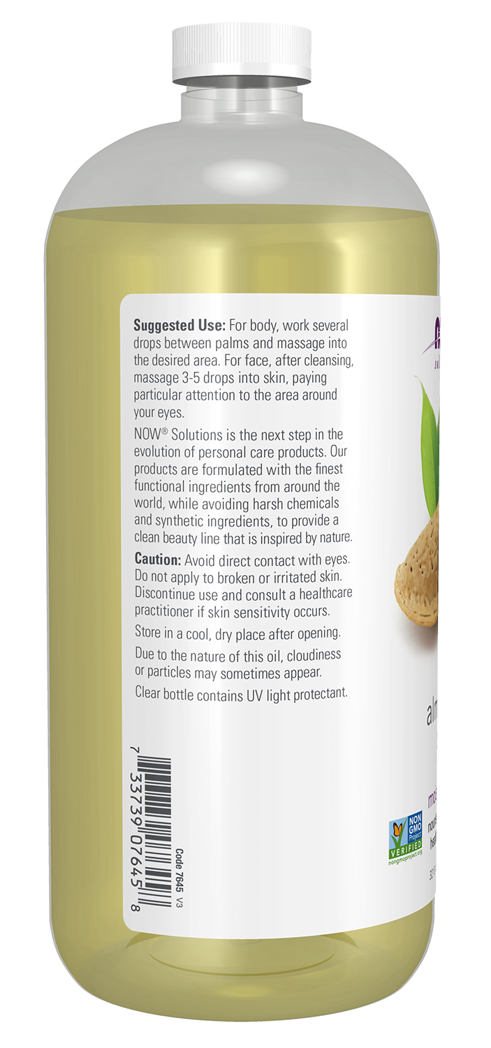 NOW Solutions, Sweet Almond Oil, Moisturizer, Unscented, 32 fl. oz