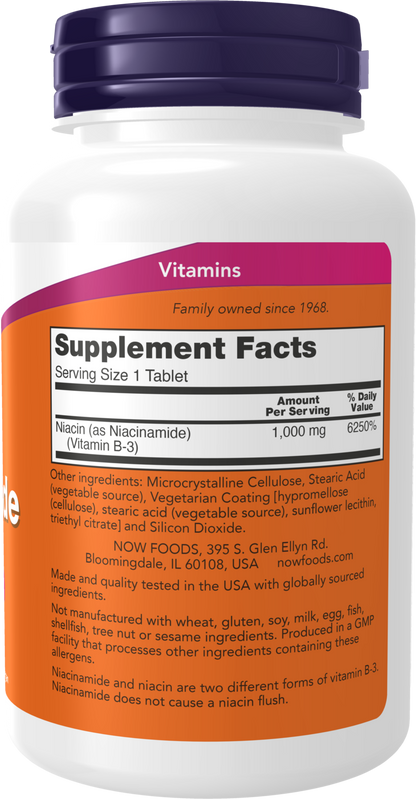 NOW Supplements, Niacinamide (Vitamin B-3) 1000 mg, 90 Tabs