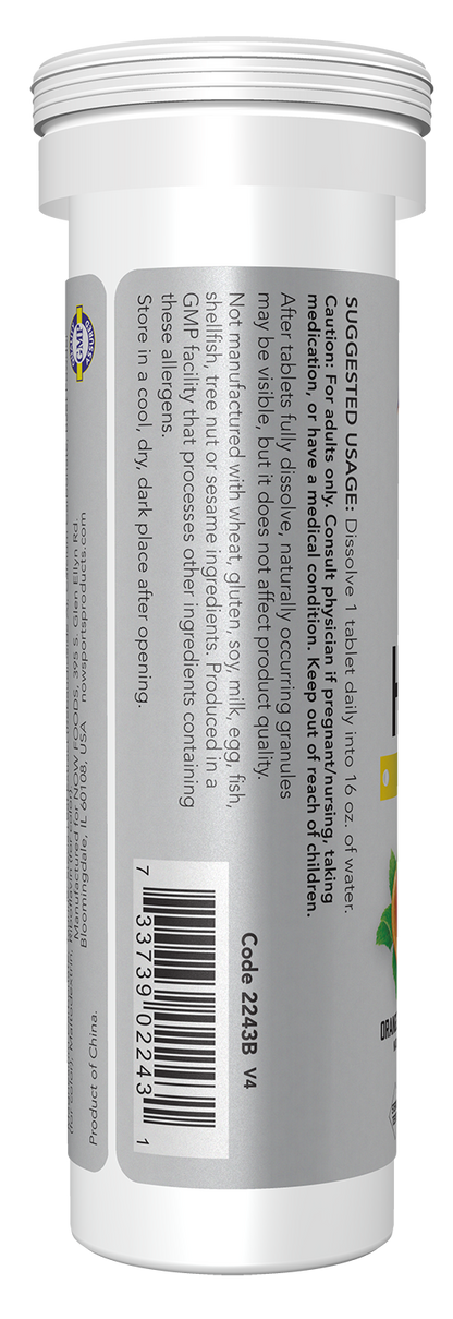 NOW Sports, Effervescent Effer-Hydrate, Electrolytes, ORG-STR, 10 Tabs