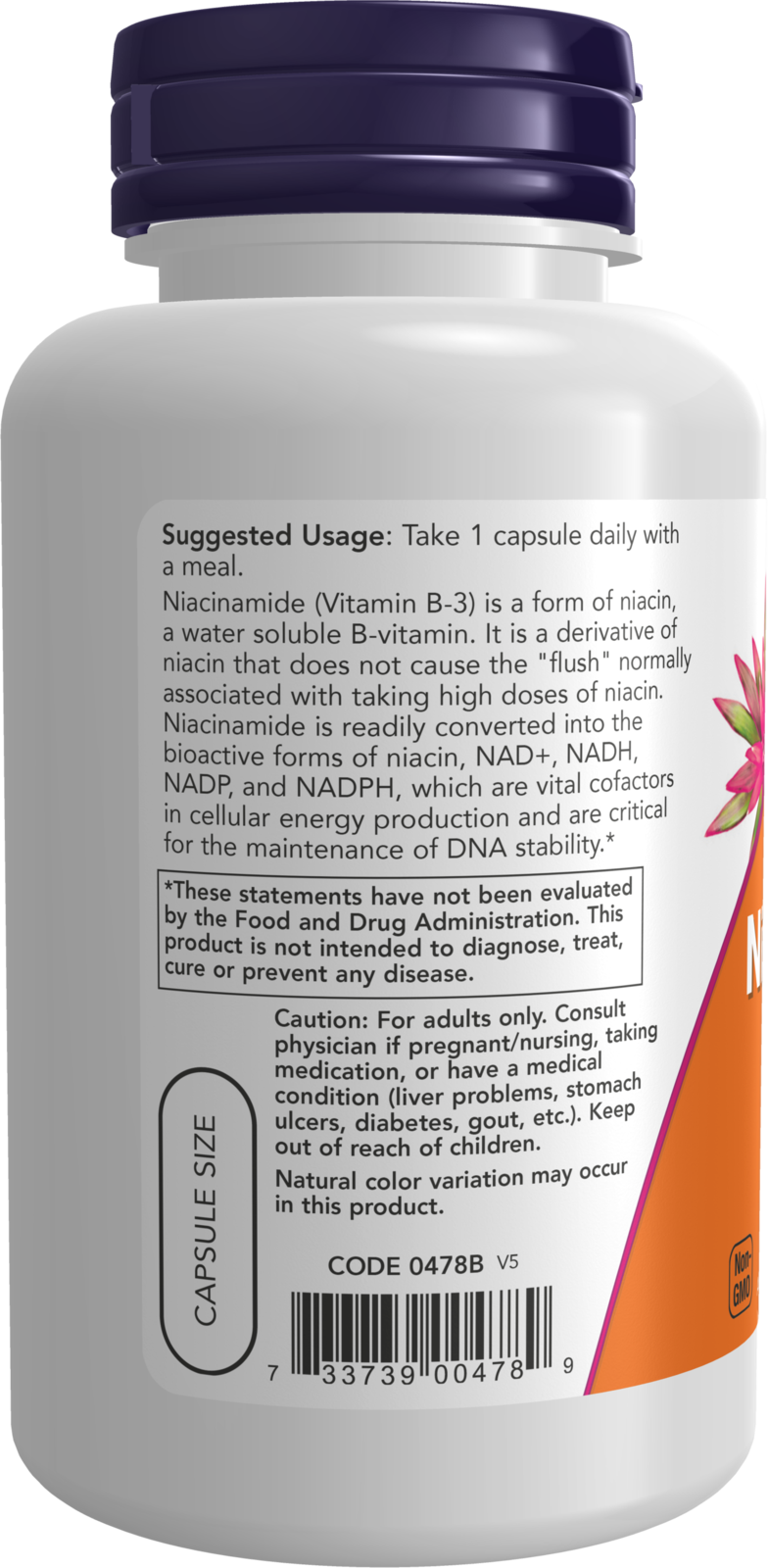 NOW Supplements, Niacinamide (Vitamin B-3) 500 mg, 100 Veg Caps