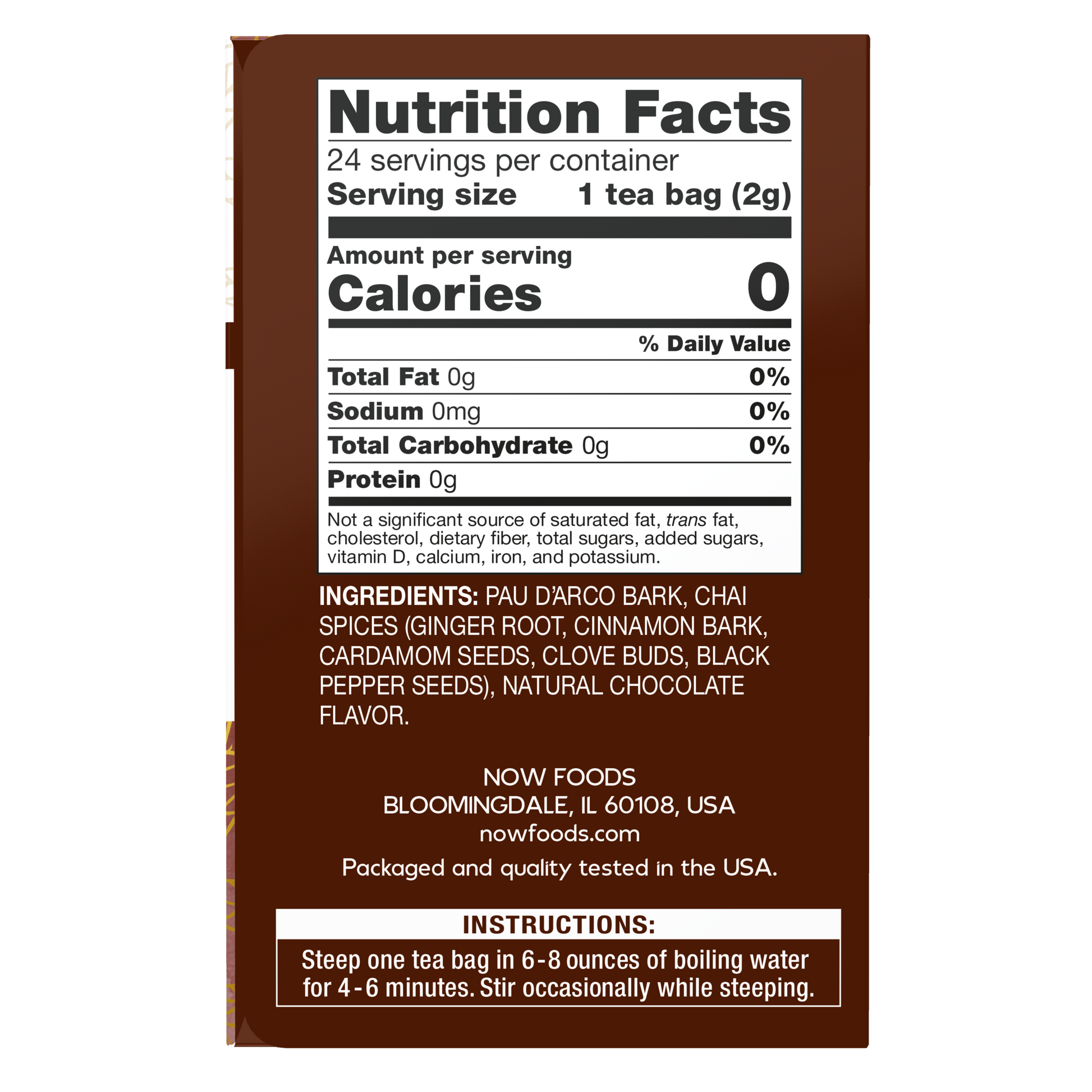 NOW Foods, Give a Tea® Pau D'Arco Traditional Overall Wellness Tea, 24 bags