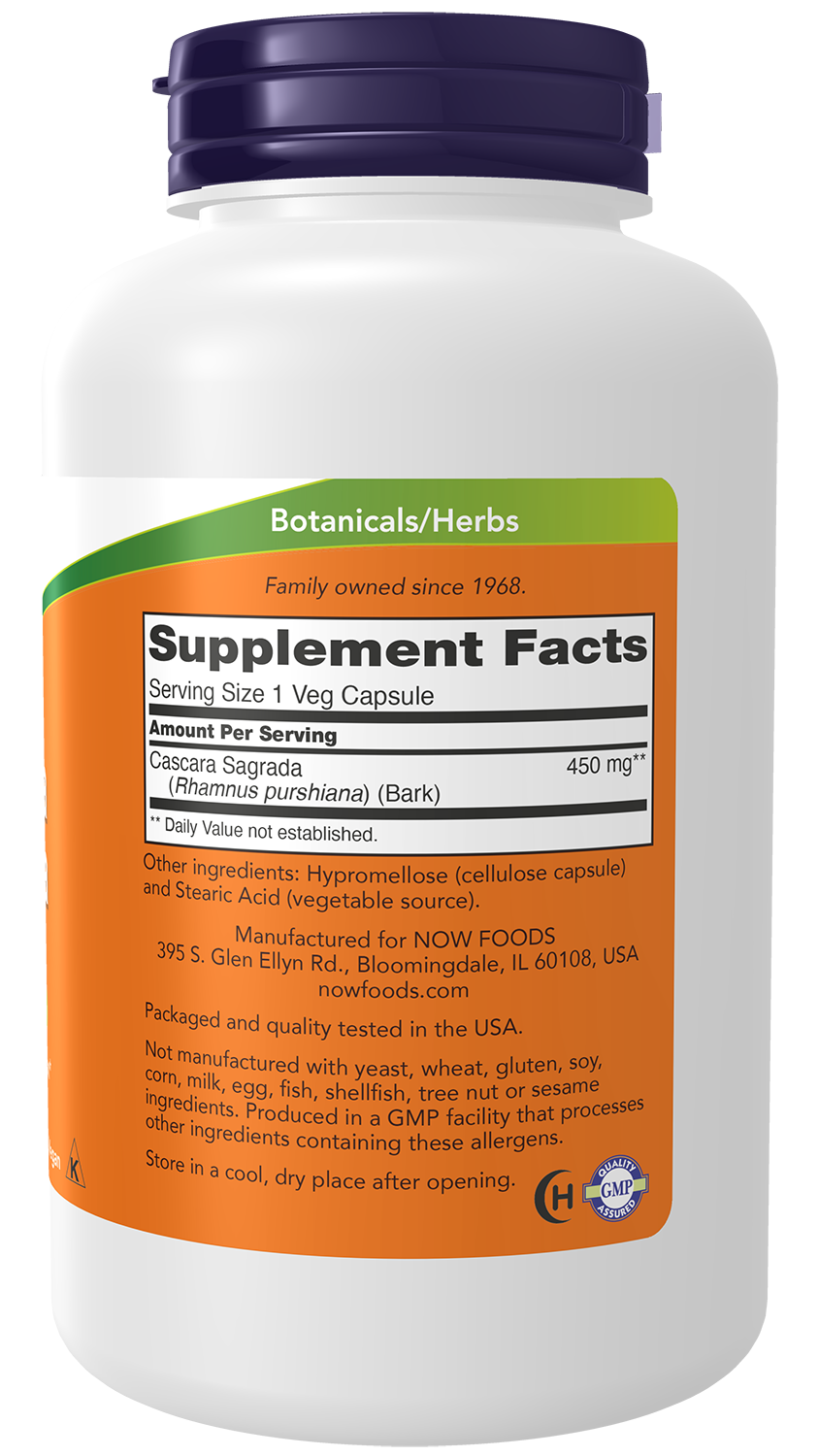 NOW Supplements, Cascara Sagrada 450 mg, Herbal Regularity*, 250 Veg Caps