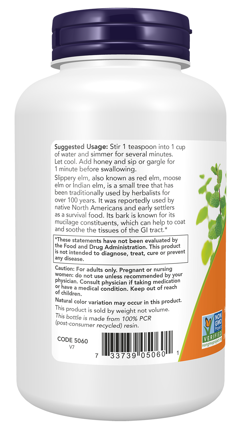 NOW Supplements, Slippery Elm Powder (Ulmus rubra), Herbal Supplement, 4-oz