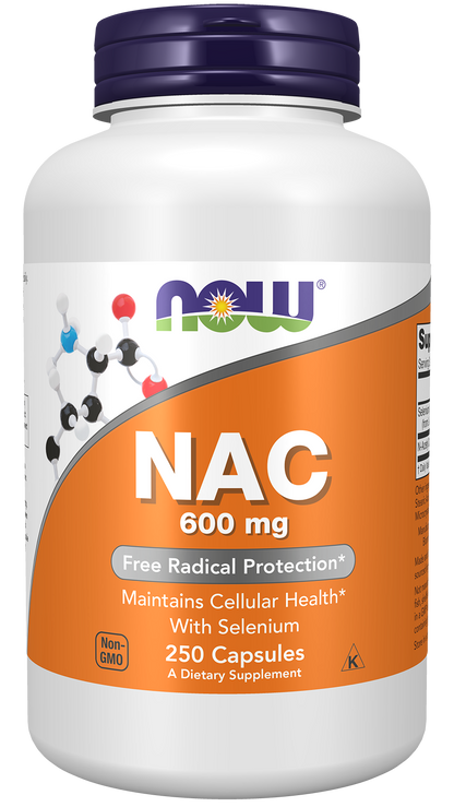 NOW Supplements, NAC (N-Acetyl Cysteine) 600 mg with Selenium, 250 Capsules