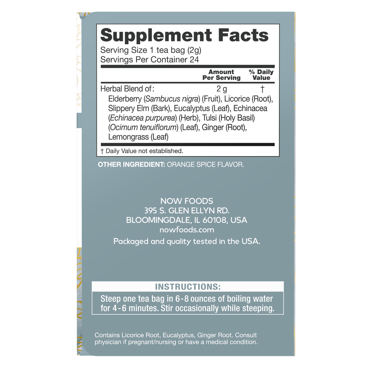 NOW Foods, Give a Tea® TLC™, Seasonal Wellness*, Caffeine-Free,  24 bags