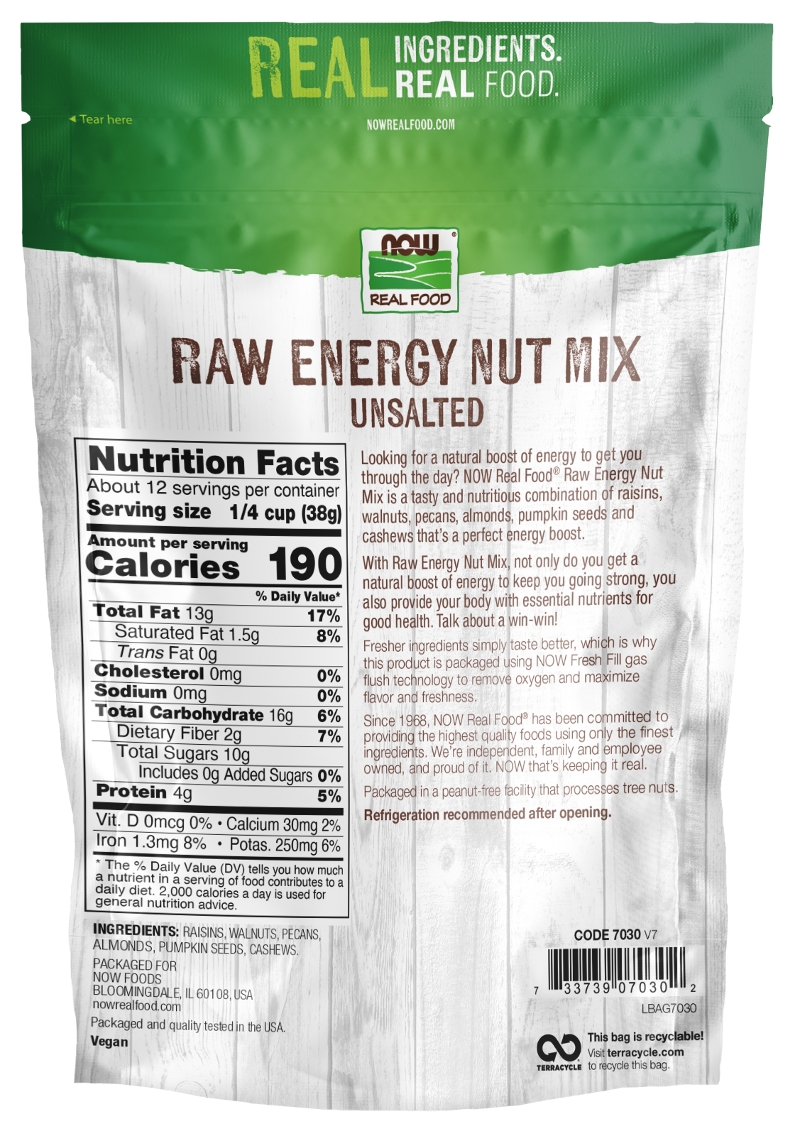 NOW Foods, Raw Energy Nut Mix, Great-Tasting, Source of Iron, 16 oz