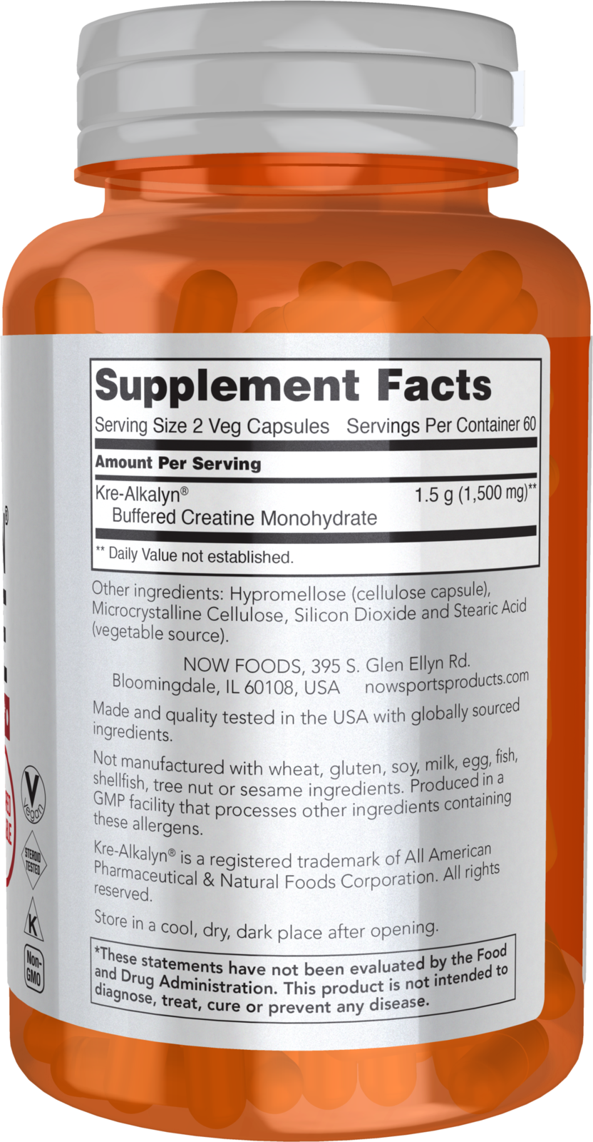 NOW Sports, Kre-Alkalyn PH Buffered Creatine 750 mg, Muscle Fuel*, 120 Caps