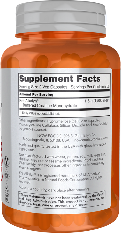 NOW Sports, Kre-Alkalyn PH Buffered Creatine 750 mg, Muscle Fuel*, 120 Caps