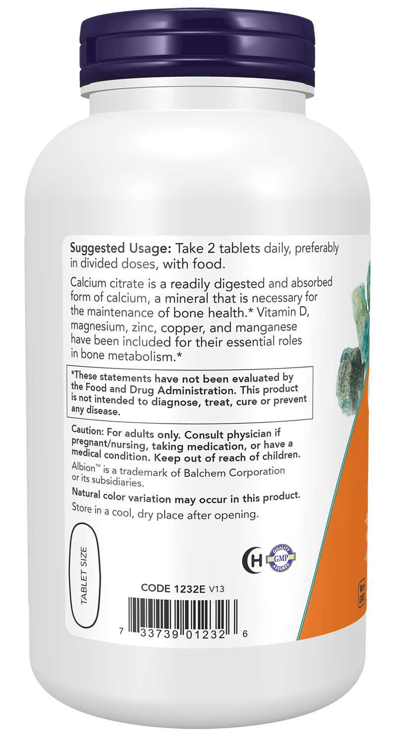 NOW Supplements, Calcium Citrate with Vit D, Magnesium, Zinc, 250 Tabs